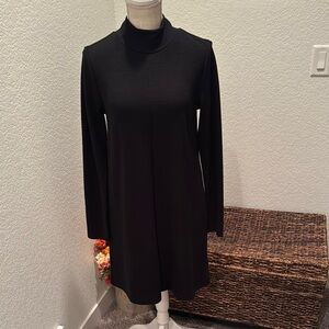 Black Long Sleeve Mock Turtleneck Dress